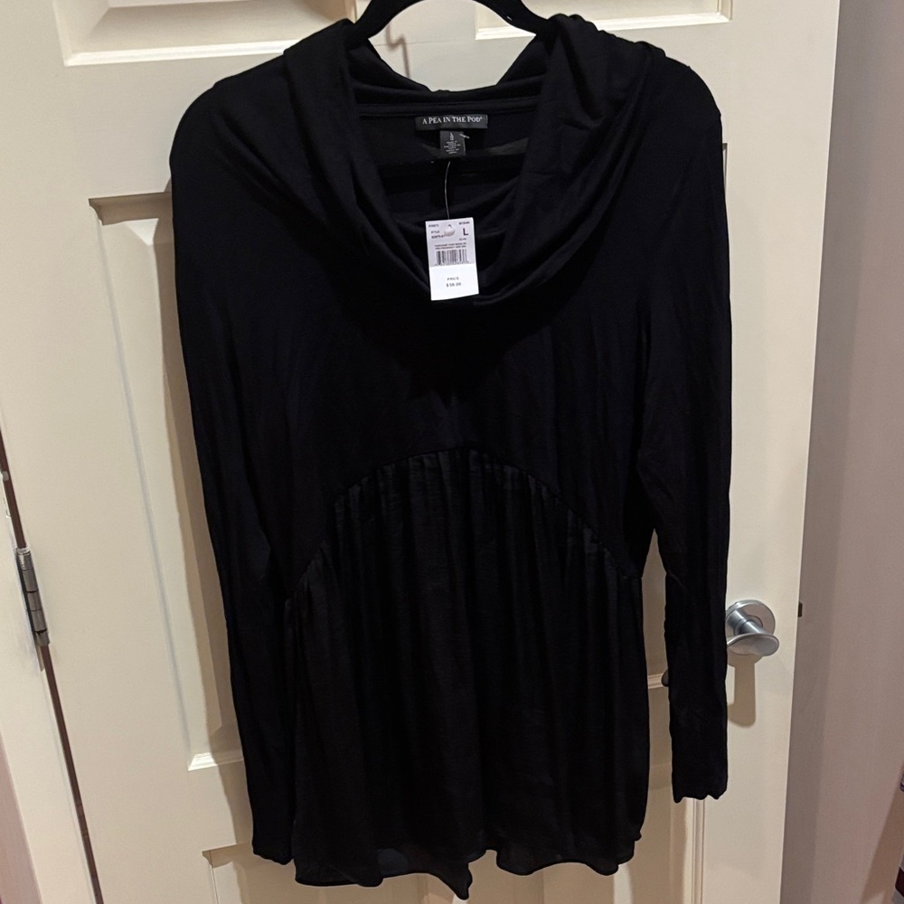 Black Cowl Neck Women's Maternity Blouse